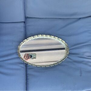 Elegant Vintage gold colored Oval Mirror Tray